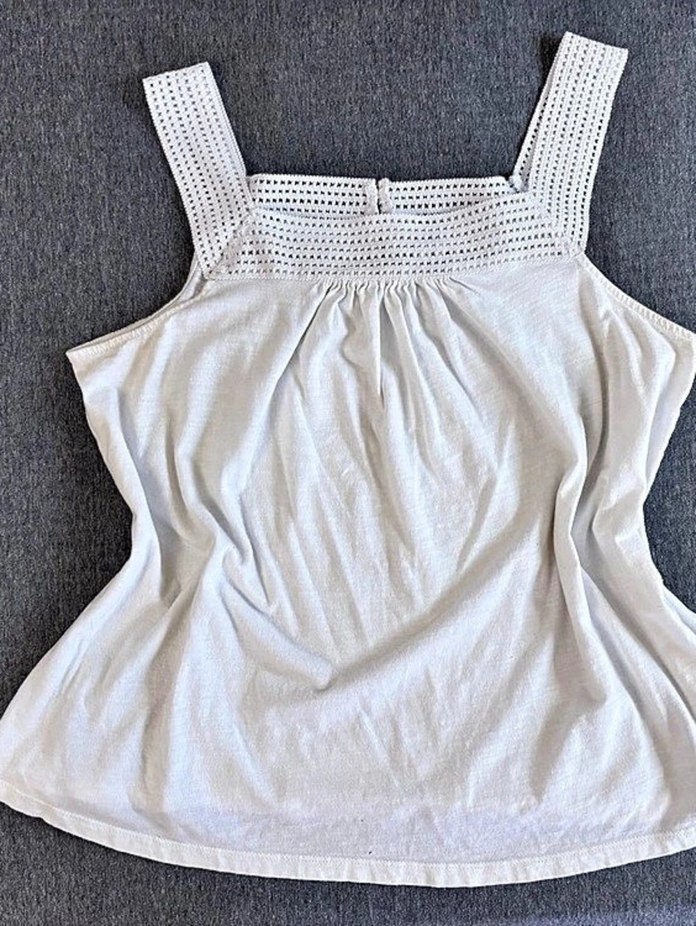 Old Navy Square-Neck Crochet-Trim Tank Top | White | XL